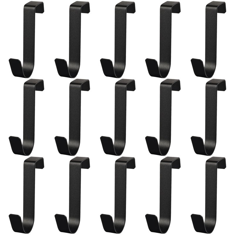 Deftomo 15 Pack Over The Cabinet Door Hooks, Cabinet Drawer Organizer, Metal Cabinet Hooks for Hanging Stocking Clothes Towels (Black) - Image 1